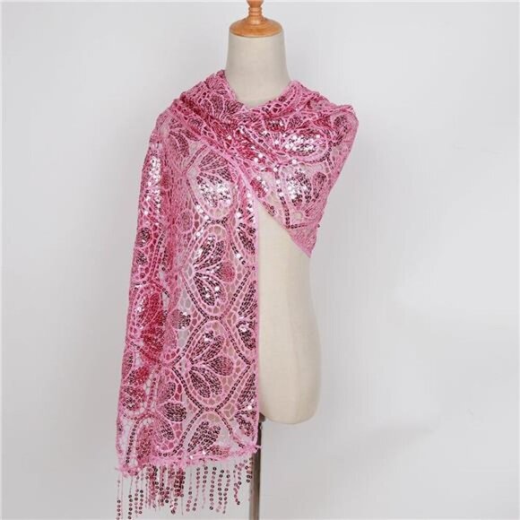 Glittering Scarf for Women Pink - Picture 1 of 7